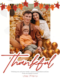 thanksgiving family photo message design template Flyer (US Letter)