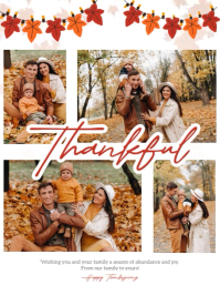 thanksgiving family photo message design template Ulotka (US Letter)