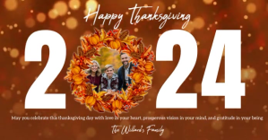 橙色 Thanksgiving Family Greeting Facebook Gedeelde Prent Template