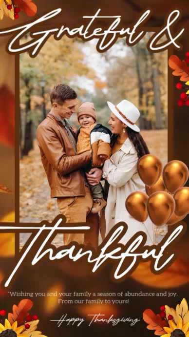 thanksgiving family photo message design template História do Instagram