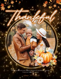 thanksgiving family photo message design template Ulotka (US Letter)