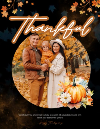 thanksgiving family photo message design template Flyer (US Letter)