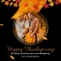 Thanksgiving Family Photo Message Design Template Square (1:1)