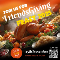 Thanksgiving Feast Instagram Post, friendsgiving feast Wpis na Instagrama template
