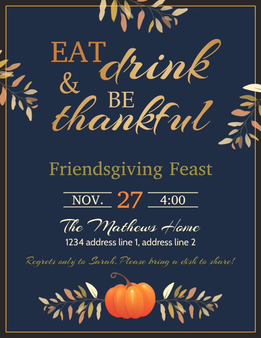 Thanksgiving feast flyer template Ulotka (US Letter)