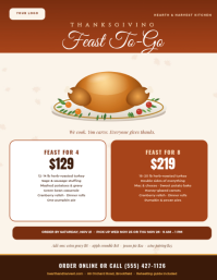 White Thanksgiving Feast To-Go Flyer Template