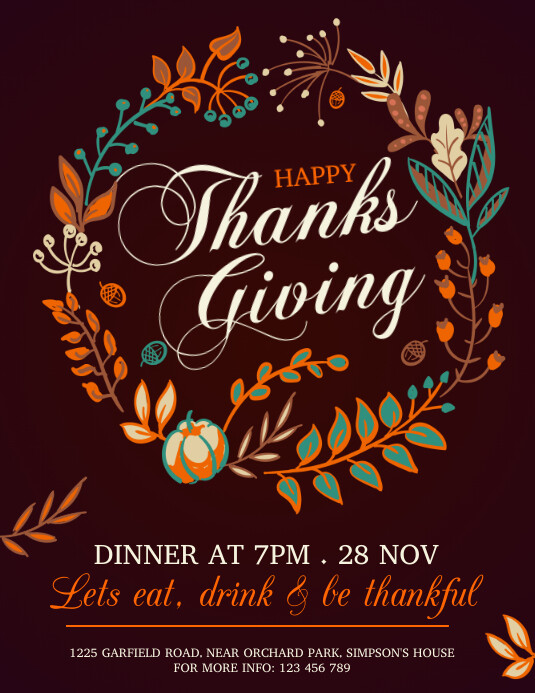 thanksgiving flyer, thanksgiving sale, turkey Ulotka (US Letter) template