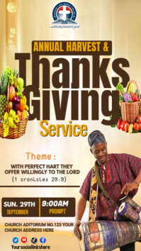 Brown Annual Harvest and Thanksgiving Service Instagram-verhaal Template