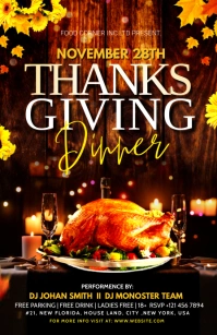 Thanksgiving Flyer Template Half Page Wide