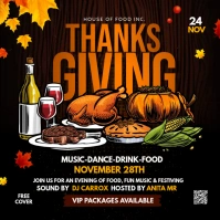 Thanksgiving Flyer Template Квадрат (1 : 1)