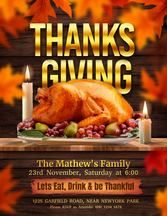 thanksgiving food drive, thanksgiving Ulotka (US Letter) template