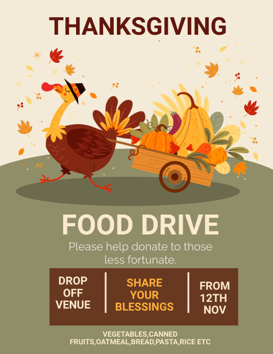 Thanksgiving food drive Template | PosterMyWall