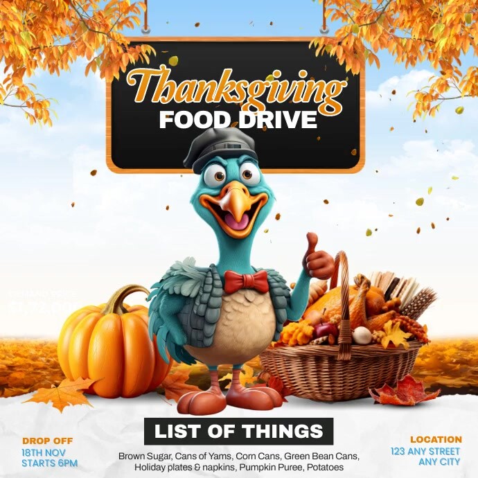 thanksgiving food drive Template | PosterMyWall