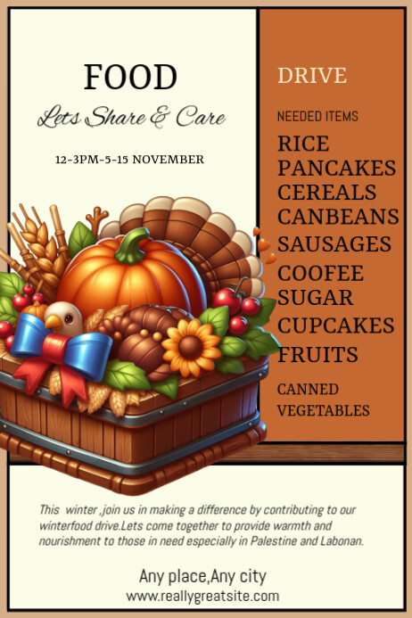Thanksgiving Food Drive Template | PosterMyWall