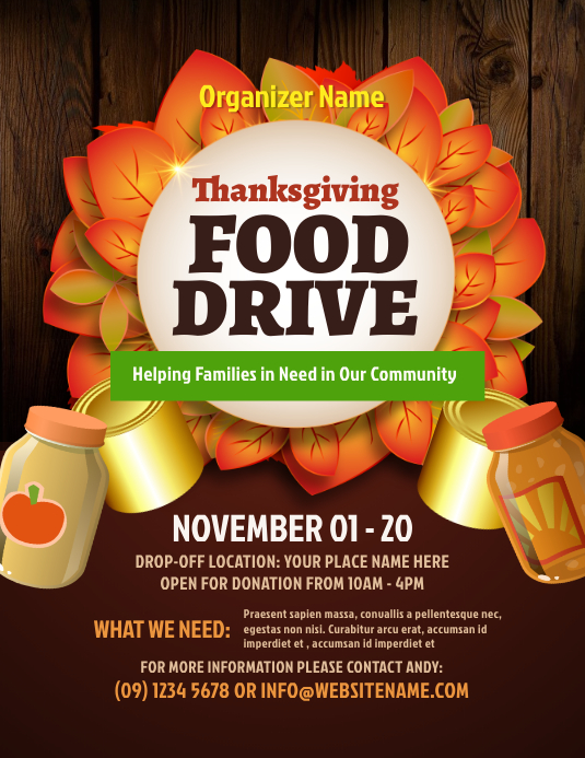 Thanksgiving Food Drive Flyer Template PosterMyWall