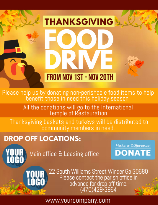 Thanksgiving Food Drive Template PosterMyWall