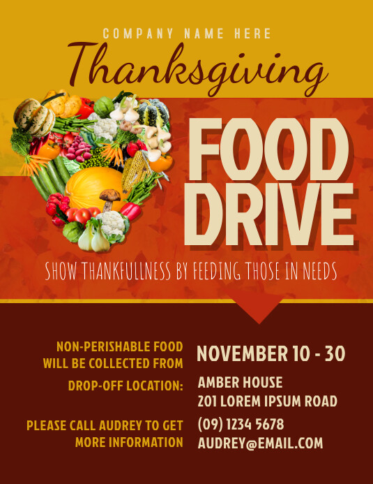 Printable Editable Food Drive Flyer