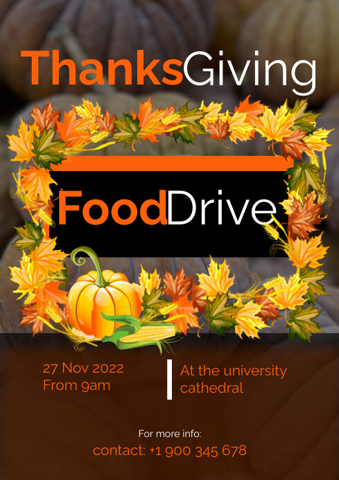 Thanksgiving food drive template | PosterMyWall