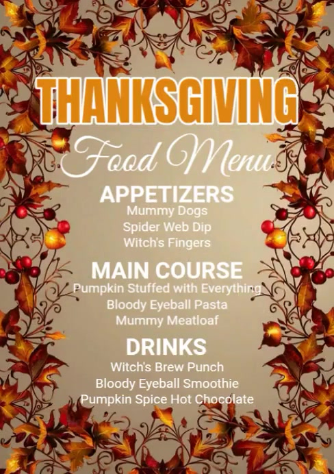 Thanksgiving Food Menu Template | PosterMyWall