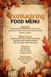 Thanksgiving Food Menu Poster template