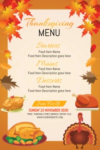 Thanksgiving Food Menu Pinterest Graphic Pinterest-Grafik template