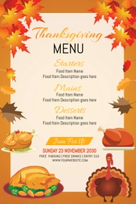 Thanksgiving Food Menu Tumblr Graphic template
