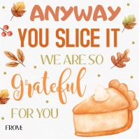Thanksgiving Gift Tag,  Grateful Pumpkin Pie Instagram Post template