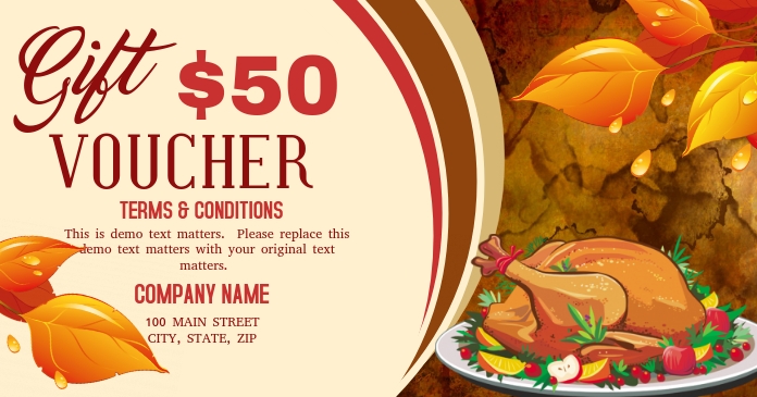 Thanksgiving Gift Voucher Imagem partilhada do Facebook template