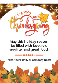 สีขาว Thanksgiving Greeting Card A5 Template
