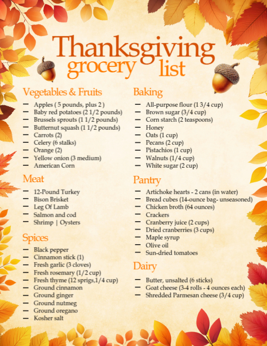 Thanksgiving Grocery List Template PosterMyWall thanksgiving-grocery-list-template-postermywall