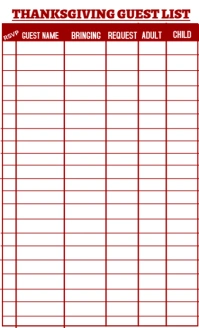 Thanksgiving guest list design US Legal template