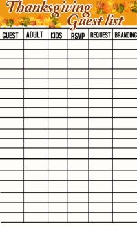 Thanksgiving guest list design US Legal template
