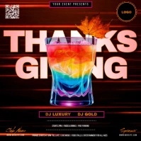 Thanksgiving Happy Hour Party Event Design Template Kvadrat (1:1)
