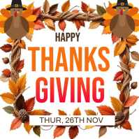 White Thanksgiving โพสต์บน Instagram Template