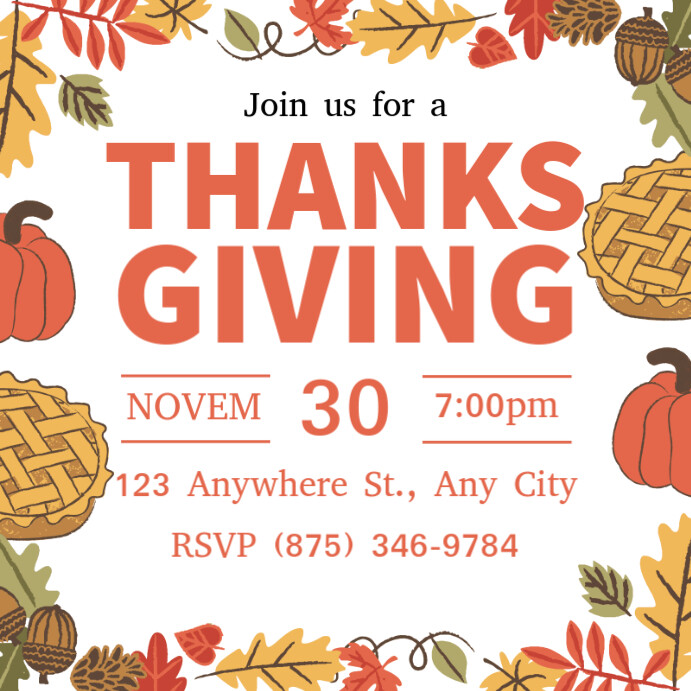 Thanksgiving Invitation Template | PosterMyWall