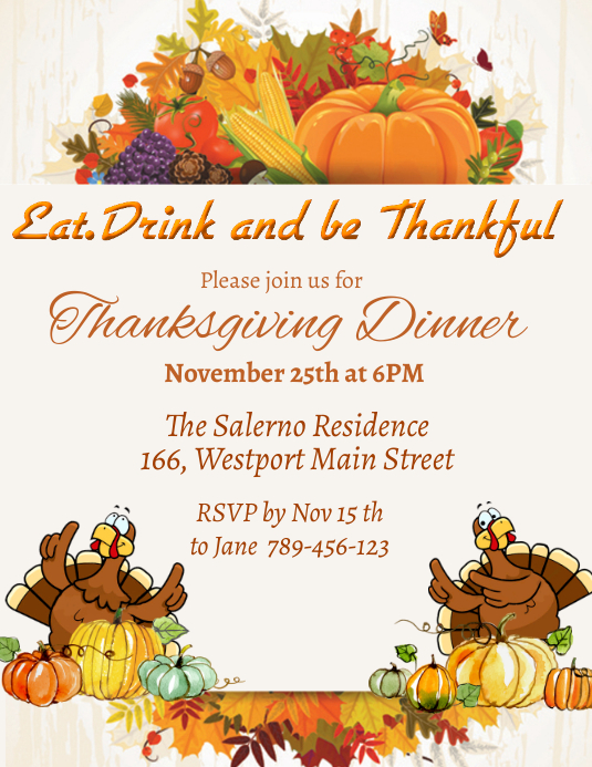 Thanksgiving invitation design Ulotka (US Letter) template