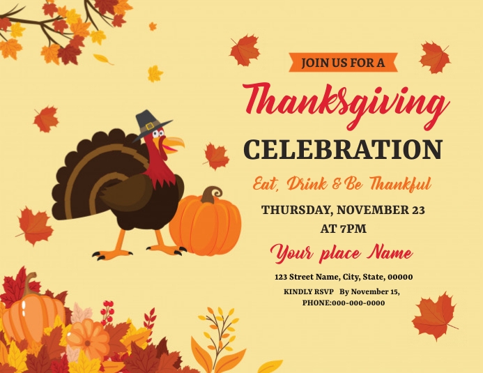 Thanksgiving Invitation Flyer 传单(美国信函) template