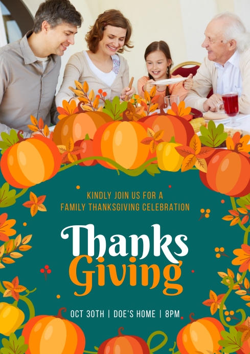 thanksgiving invitation template | PosterMyWall
