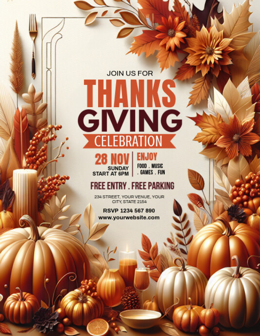 Copy of Thanksgiving Invitation Template | PosterMyWall