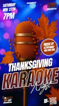 thanksgiving karaoke club party event design template Instagram Story