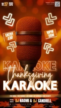 thanksgiving karaoke club party event design template Instagram Story