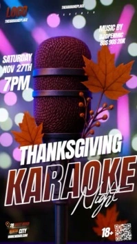 thanksgiving karaoke club party event design template Instagram Story