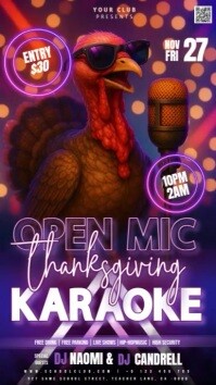 THANKSGIVING KARAOKE club party event design template Instagram Story