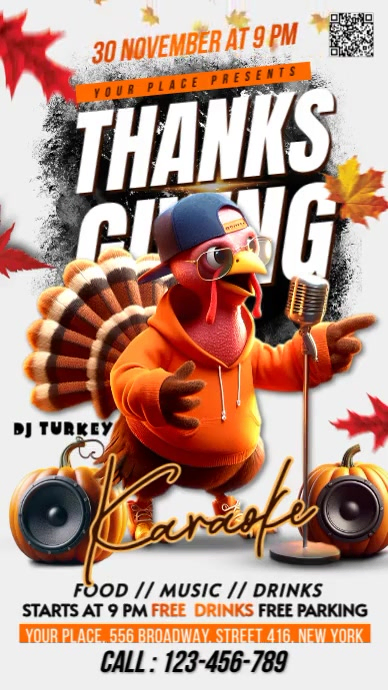 Thanksgiving Karaoke Ekran reklamowy (9:16) template