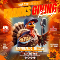 Rød Thanksgiving Karaoke Event Persegi Template