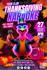 Thanksgiving Karaoke Banner 4' × 6' Template