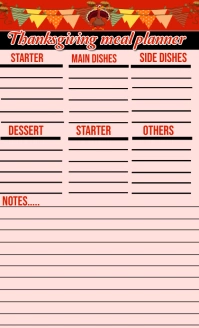 Thanksgiving meal planner sheet design Amerikansk lov template