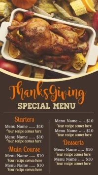 thanksgiving menu, thanksgiving , fall menu Ekran reklamowy (9:16) template