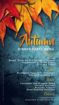 Thanksgiving menu, event,autumn,menu Digital Display (9:16) template