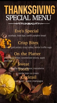 thanksgiving menu, thanksgiving , fall menu Digital Display (9:16) template